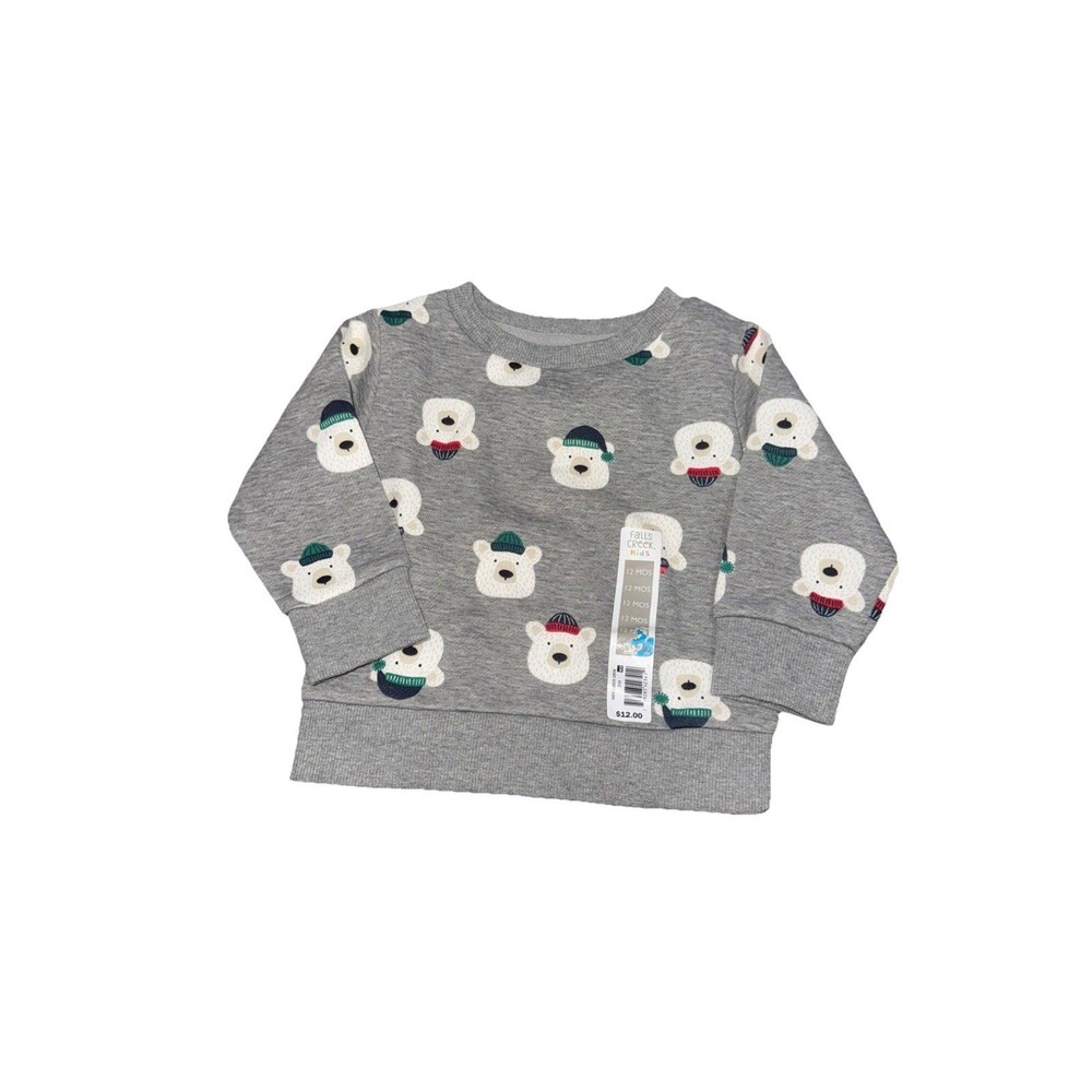 Falls Creek Kids fleece crew long sleeve sweater boys bears 12 months